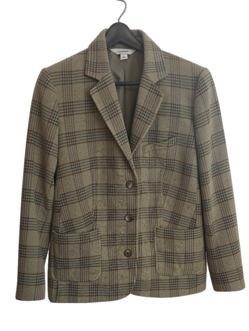 L.L.Bean Wool Blend Plaid Blazer Jacket L | Dark Academia Cottagecore